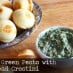 Turnip Green Pesto with Cornbread Crostini