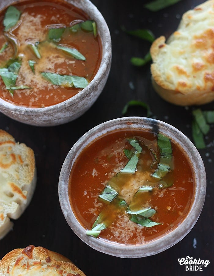 Classic and easy tomato basil soup is slowly simmered with diced tomatoes, onions, garlic, basil, and other fresh herbs. It's as healthy as it is tasty!