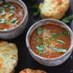 This classic and easy tomato basil soup recipe is slowly simmered with diced tomatoes, onions, garlic, basil, and other fresh herbs.