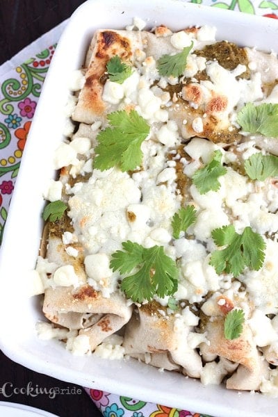 Green Chicken Enchiladas with Roasted Salsa Verde | The Cooking Bride