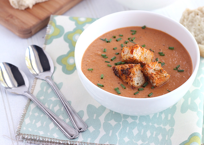 Shrimp Bisque with Spicy Croutons
