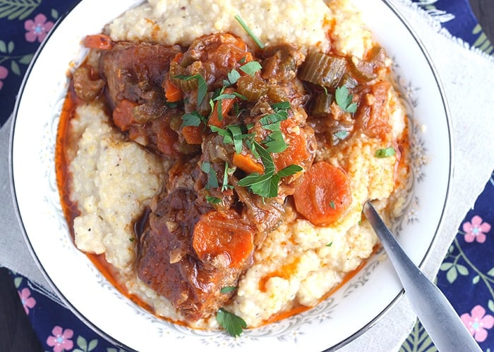 Country Style Slow Cooker Pork Ribs with Parmesan Corn Grits