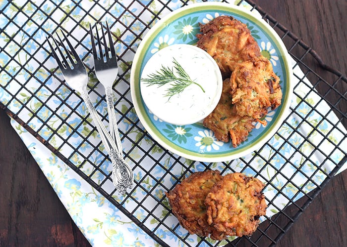 Zucchini Patties with Dill Dipping Sauce