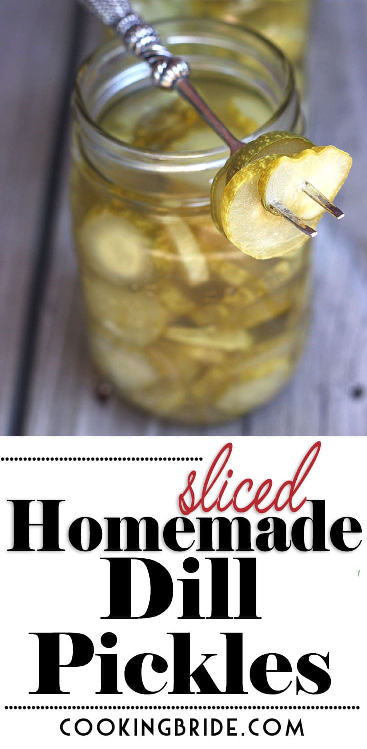 Sliced homemade dill pickles are a great way to use up a bumper crop of cucumbers from your summer garden. This easy recipe is packed full of flavor!