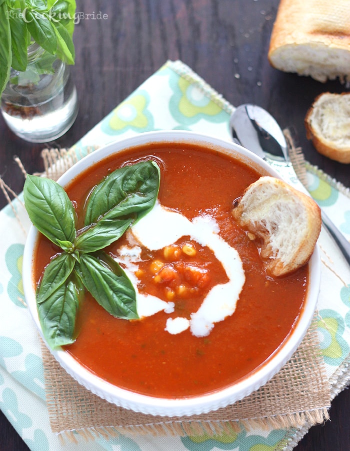 Corn and Tomato Basil Soup 