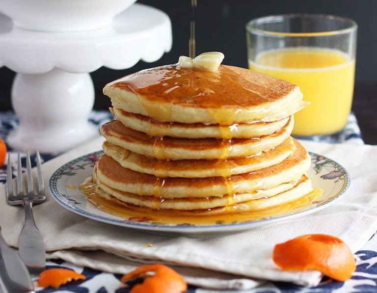 Buttermilk Pancakes from Scratch with Homemade Orange Syrup