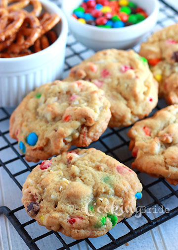 Loaded Cookies with Pretzels, Coconut, and M&M’s - CookingBride.com
