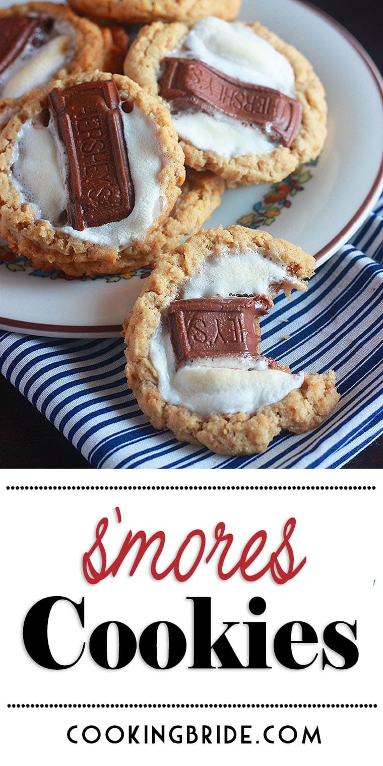 S'mores cookies combine a very tender peanut butter and graham cracker cookie, topped with a chewy marshmallow and a melty piece of milk chocolate.