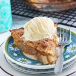granny smith apple pie with ice cream on a plate