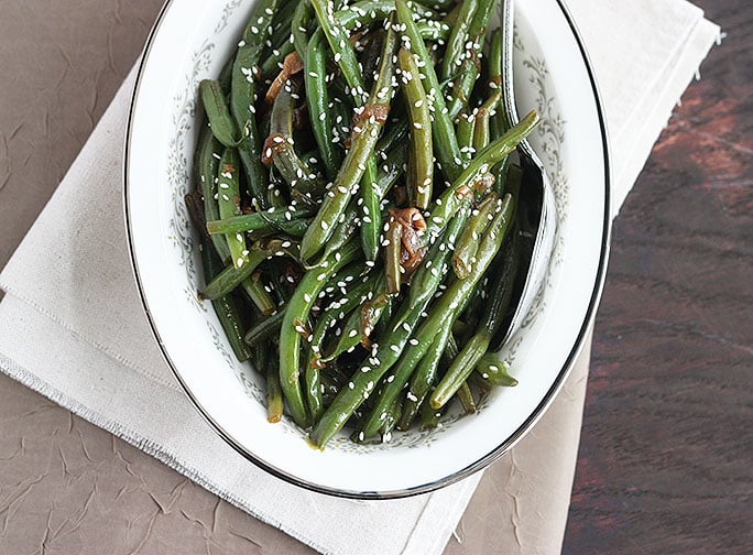 Sauteed Green Beans with Ginger and Caramelized Onions