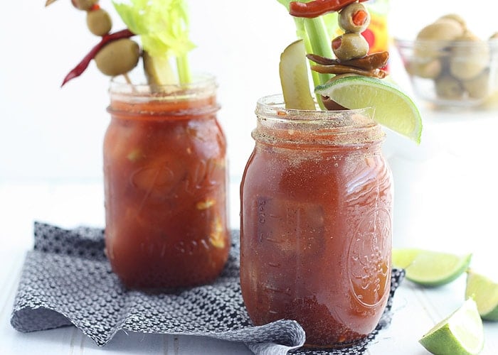 Hosting a large brunch crowd? It's not a proper brunch without a Bloody Mary cocktail. This spicy recipe is enough for an entire pitcher. Don't for get the garnishments!