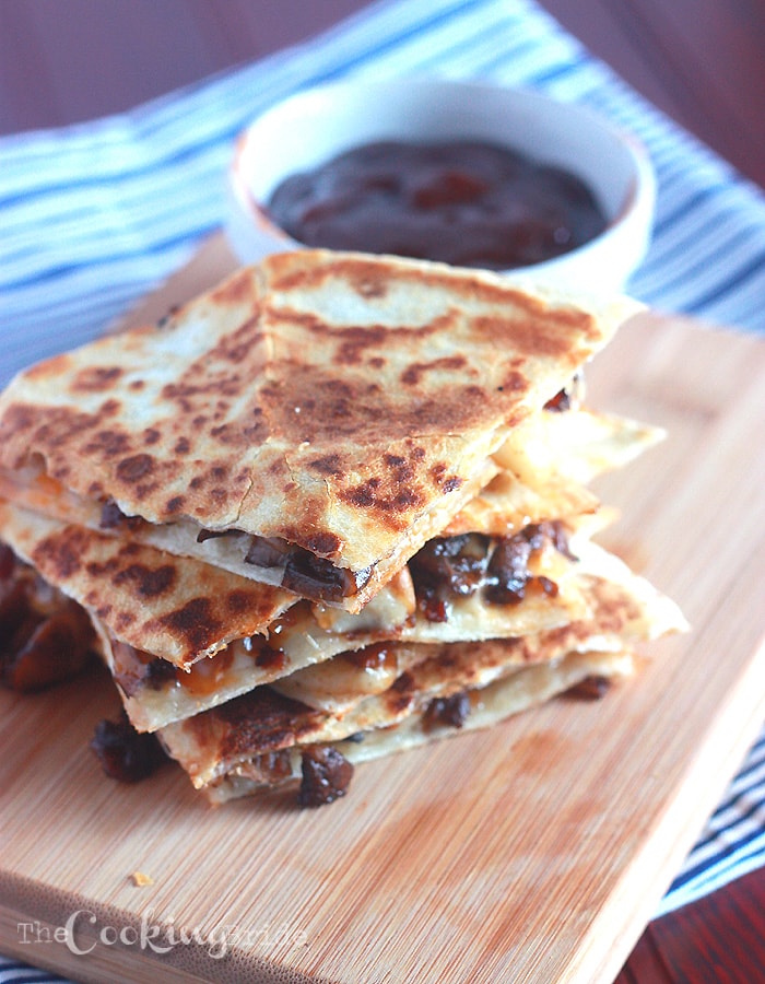 Barbecue Bacon Mushroom Quesadillas