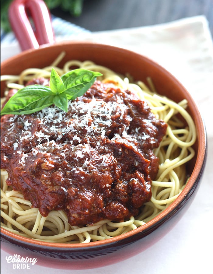 Looking for the perfect meat sauce for spaghetti? Look no further. This slowly simmered sauce is seasoned with fresh herbs and spices.