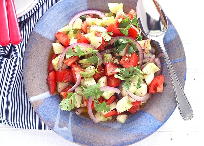Cucumber Tomato Salad with Tequila Vinaigrette