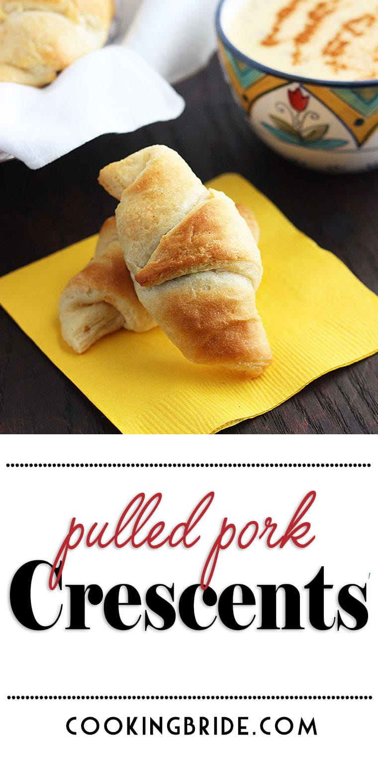 These crescent roll appetizers are stuffed with tender pulled pork and tangy BBQ sauce, then baked until golden brown and flaky. Serve them with a creamy, spicy homemade nacho cheese sauce dipping and you’ve got the perfect mouthful.