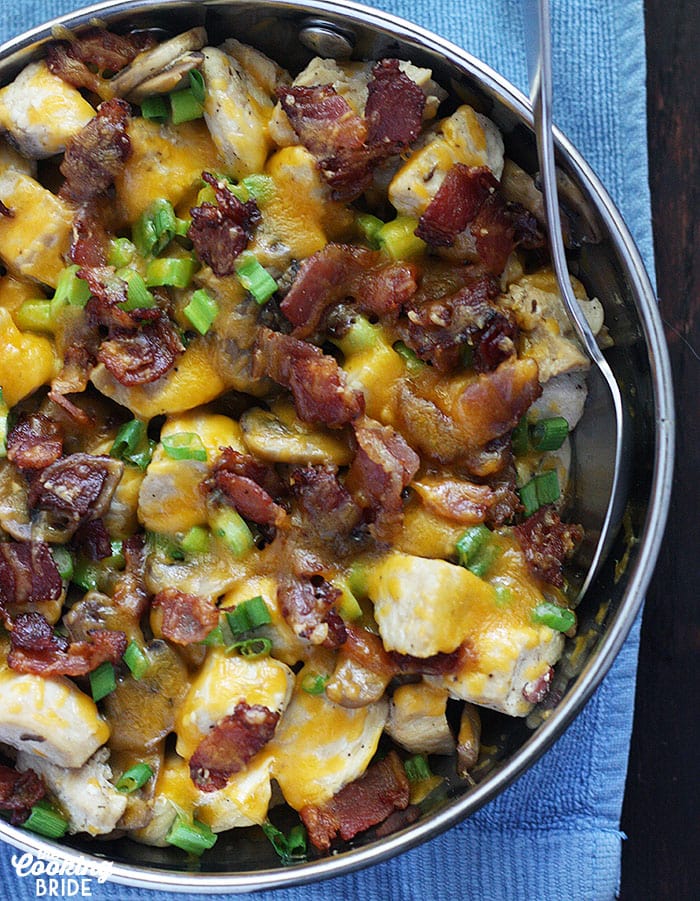bacon, chicken and mushroom skillet