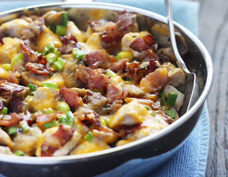 Bacon, Chicken and Mushroom Skillet [30 Minute Meal]
