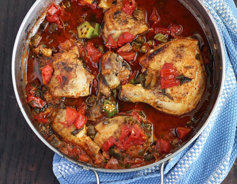 Baked Chicken with Okra and Tomatoes