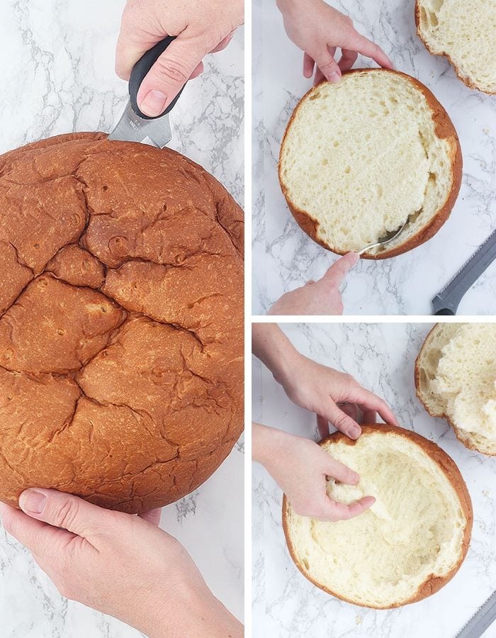 how to carve the bread bowl