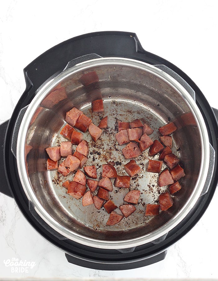 browning the sausage in the Instant Pot