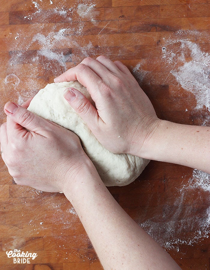 kneading the biscuit dough