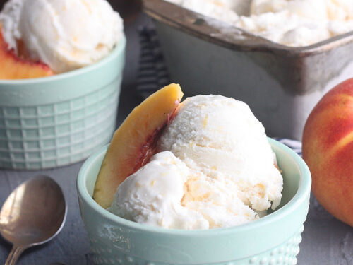 Homemade peach ice cream with ice cream discount maker