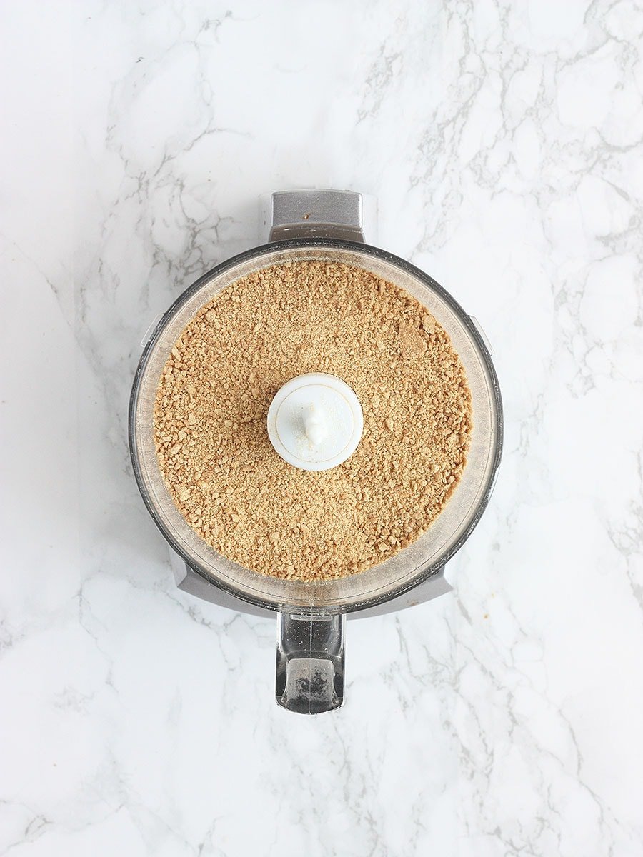 finely crushed graham cracker crumbs in a food processor