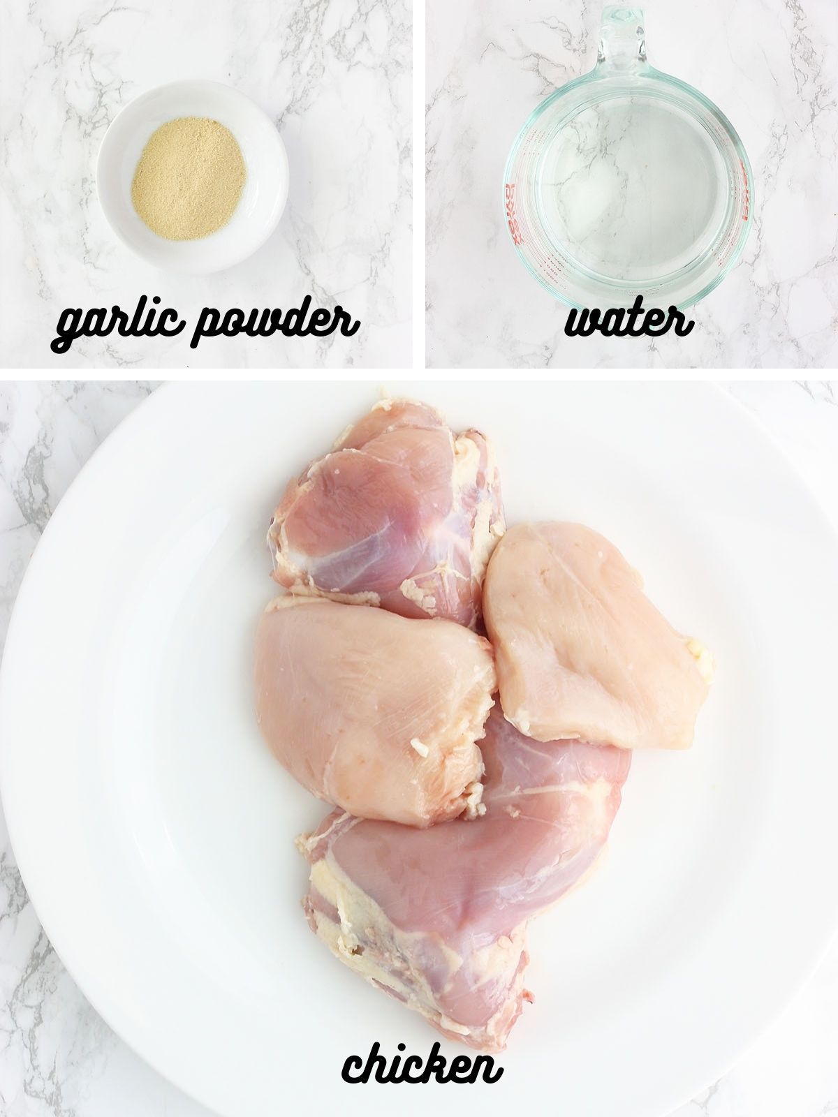 chicken and dumpling ingredients include garlic powder, water and chicken pieces