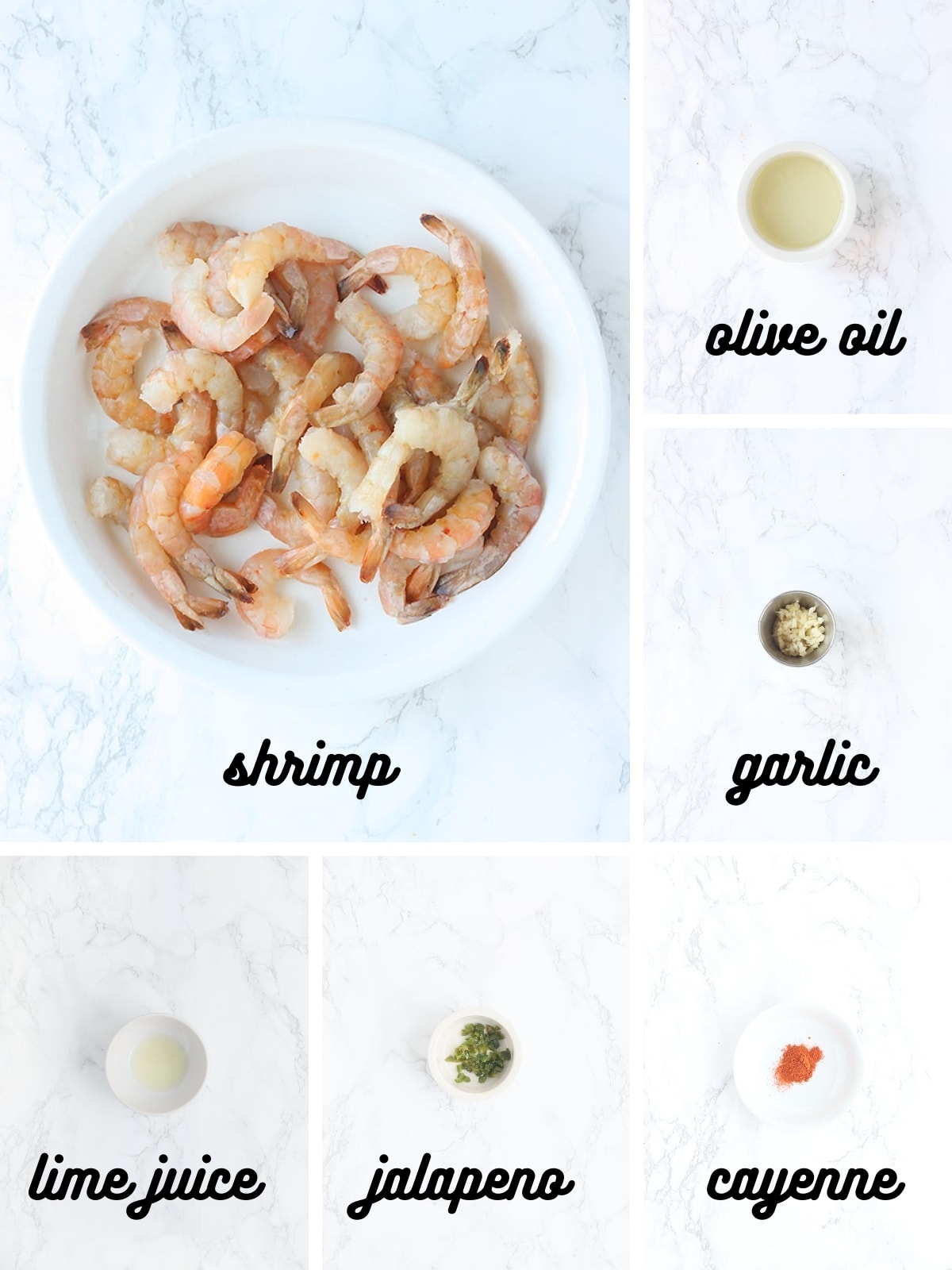 shrimp marinade ingredients include olive oil, minced garlic, lime juice, jalapeno pepper and cayenne pepper