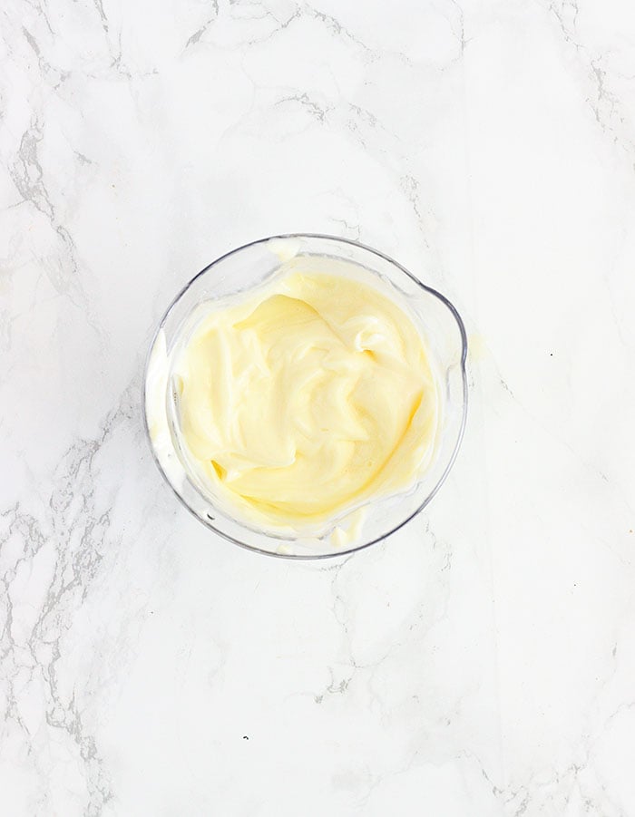 whipped mayonnaise in a mixing container