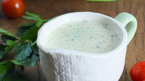 Homemade Ranch dressing. A cup of good mayo, a cup of buttermilk, HV Ranch  dry seasoning packet. Shak…