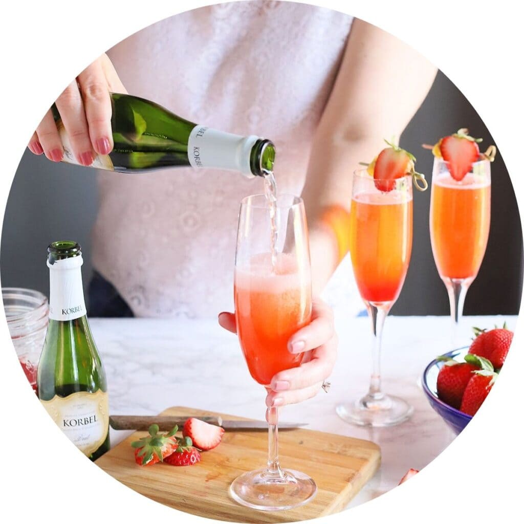 Strawberry champagne cocktail