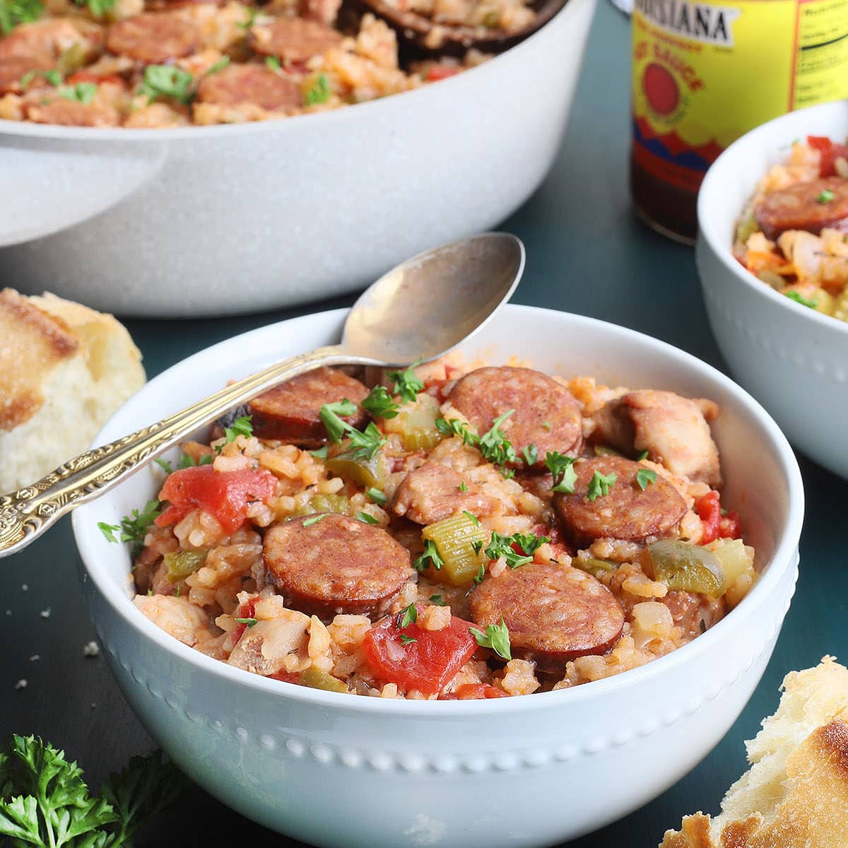 Easy One Pot Chicken Jambalaya Recipe - The Cooking Bride