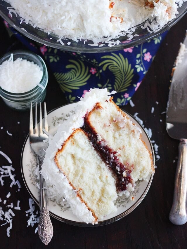 Easter Dessert: Coconut Cake with Raspberry Filling