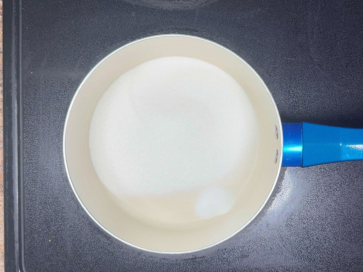 Sugar in a medium saucepan.