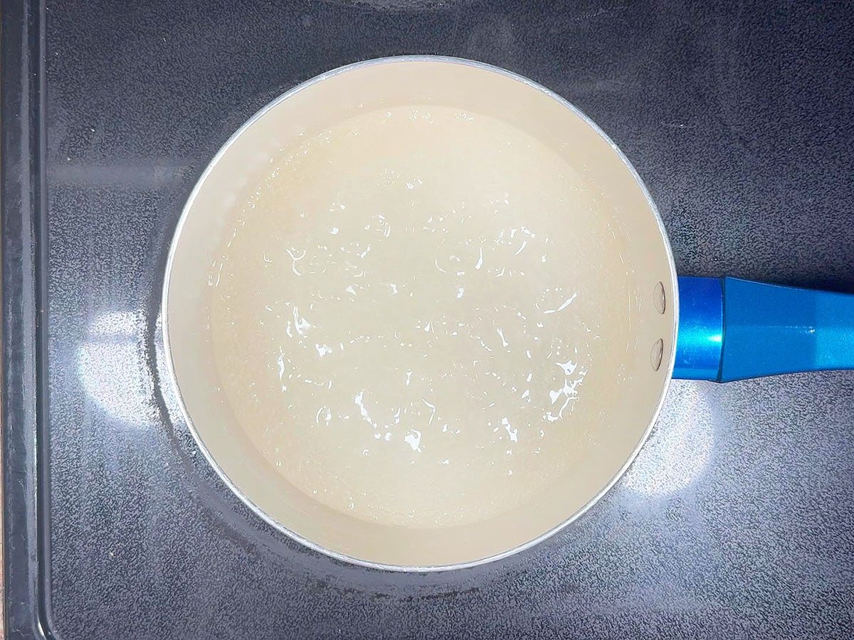 Sugar, lemon-lime sugar and cornstarch mixture after it has thickened.