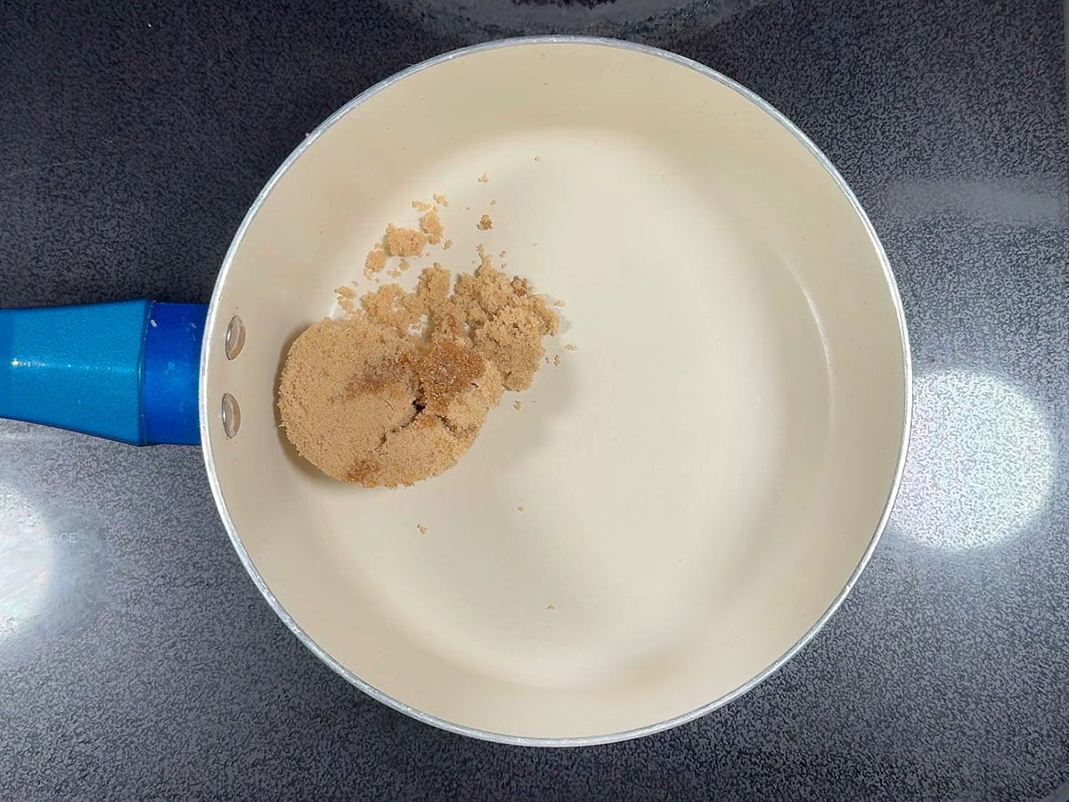 Brown sugar in a medium saucepan.