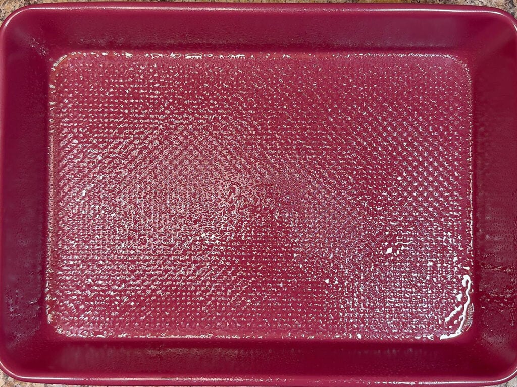 9 x 13 x 2-inch pan that has been coated with cooking spray.