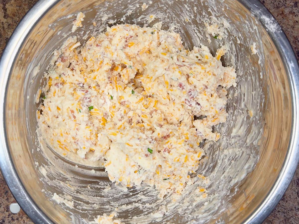 Wet and dry ingredients mixed together until just combined.