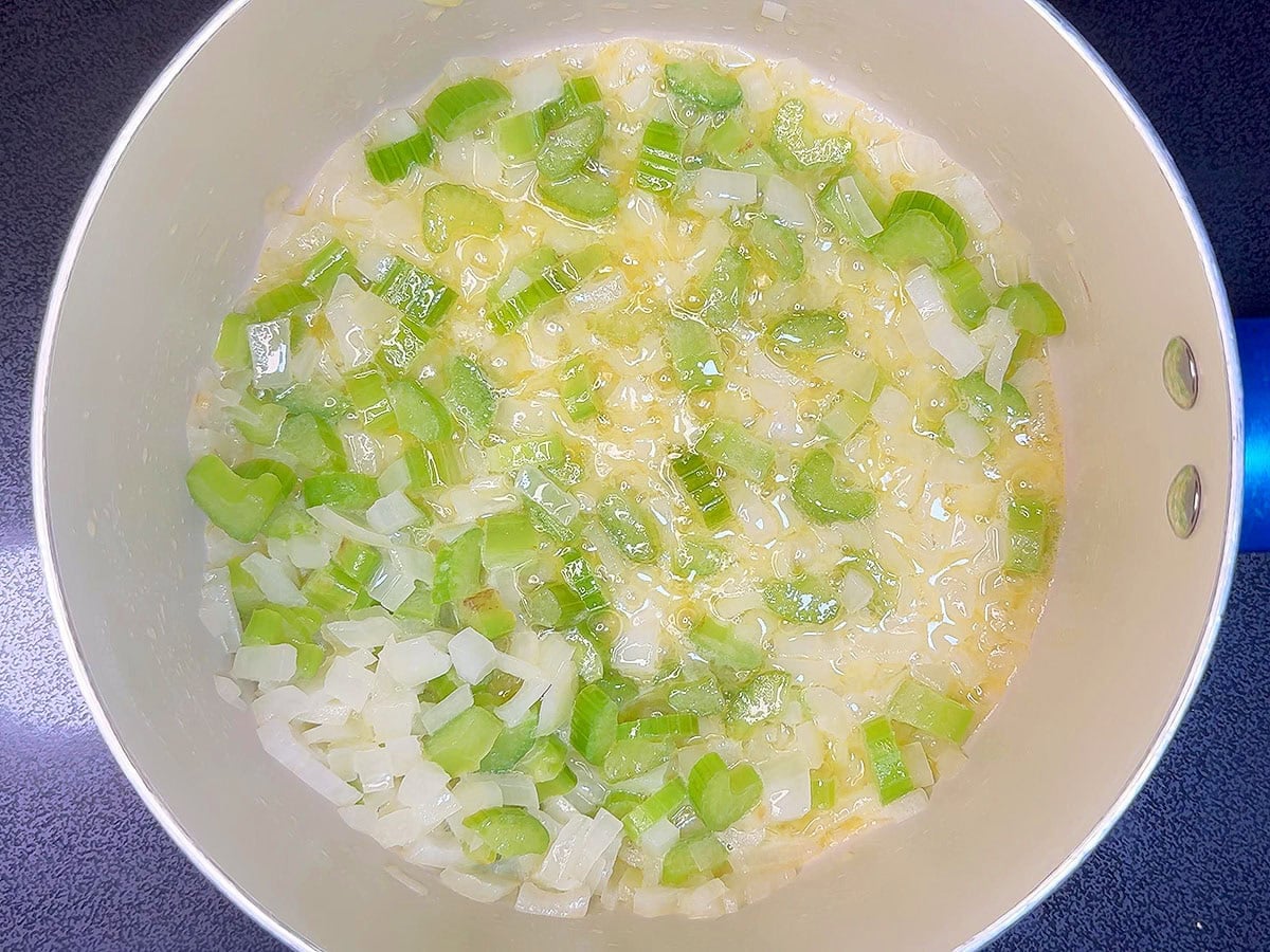Diced celery and onions sauteed in butter.
